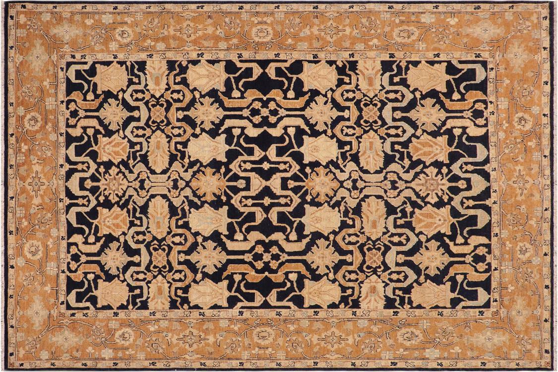 handmade Traditional Kafkaz Blue Orange Hand Knotted RECTANGLE 100% WOOL area rug 8 x 10