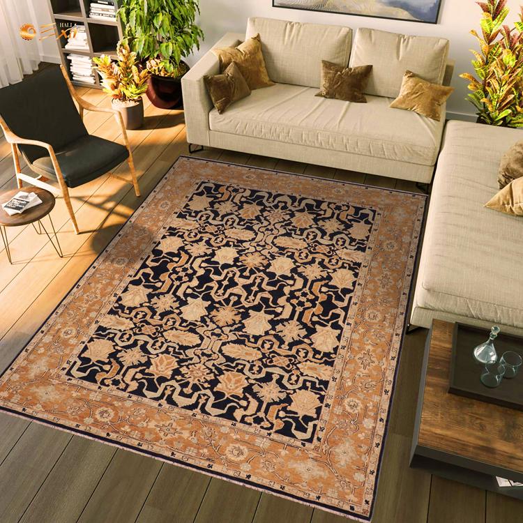 handmade Traditional Kafkaz Blue Orange Hand Knotted RECTANGLE 100% WOOL area rug 8 x 10