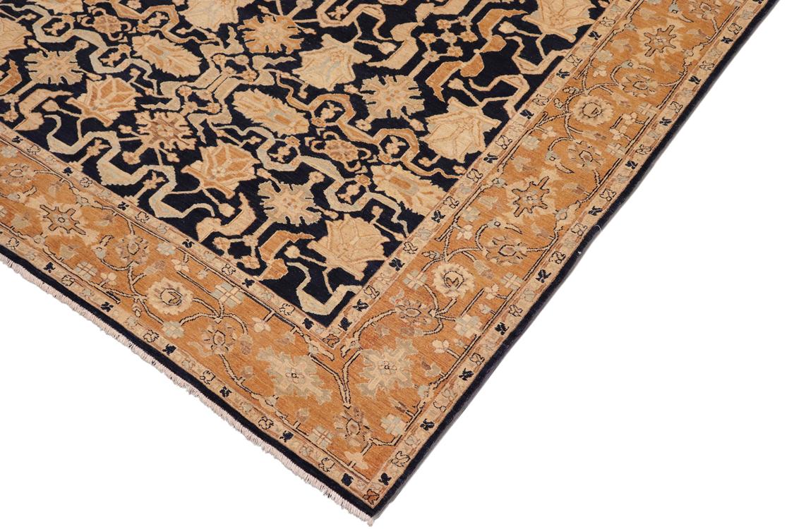 handmade Traditional Kafkaz Blue Orange Hand Knotted RECTANGLE 100% WOOL area rug 8 x 10