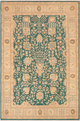 handmade Traditional Kafkaz Green Tan Hand Knotted RECTANGLE 100% WOOL area rug 8X10