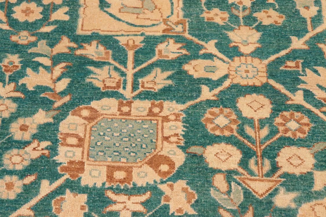 handmade Traditional Kafkaz Green Tan Hand Knotted RECTANGLE 100% WOOL area rug 8 x 10