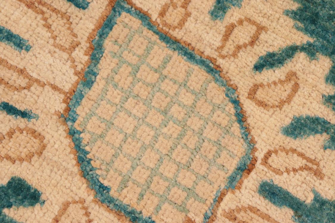 handmade Traditional Kafkaz Green Tan Hand Knotted RECTANGLE 100% WOOL area rug 8 x 10