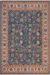 handmade Traditional Design Teal Ivory Hand Knotted RECTANGLE 100% WOOL area rug 8'X10'