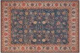 handmade Traditional Design Teal Ivory Hand Knotted RECTANGLE 100% WOOL area rug 8' x 10'