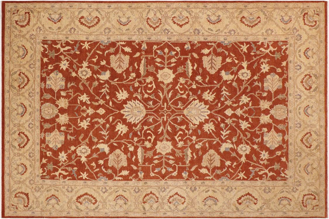 handmade Traditional Kafkaz Rust Beige Hand Knotted RECTANGLE 100% WOOL area rug 9 x 13