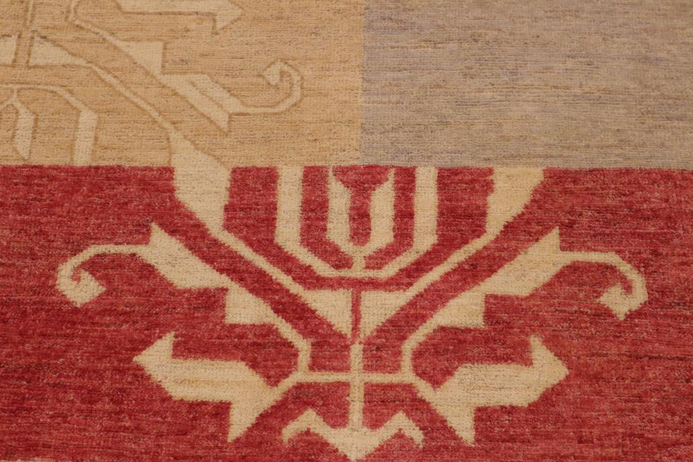 handmade Modern Kafkaz Tan Beige Hand Knotted RECTANGLE 100% WOOL area rug 9 X12