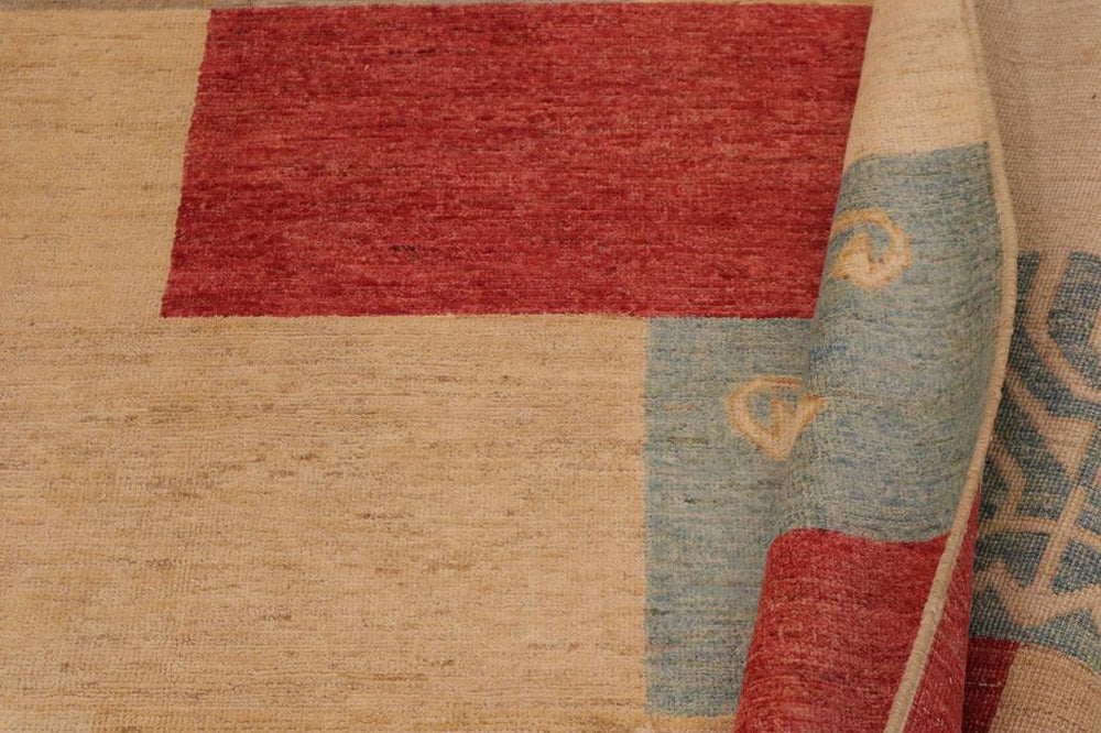 handmade Modern Kafkaz Tan Beige Hand Knotted RECTANGLE 100% WOOL area rug 9 X12