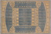handmade Geometric Antique Blue Tan Hand Knotted RECTANGLE 100% WOOL area rug 9' x 11'