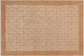 handmade Modern Kafkaz Beige Brown Hand Knotted RECTANGLE 100% WOOL area rug 9' x 12'