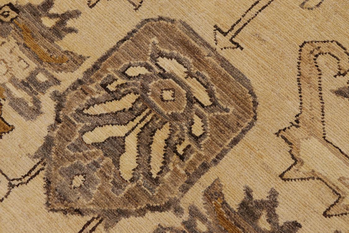 handmade Traditional Kafkaz Tan Beige Hand Knotted RECTANGLE 100% WOOL area rug 9 x 12