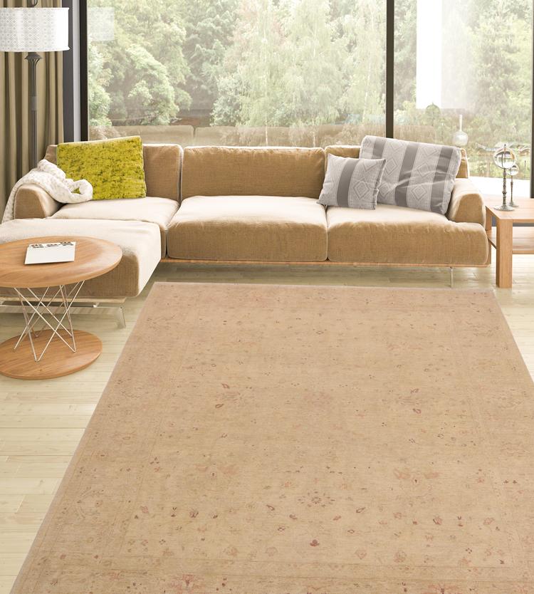 handmade Traditional Kafkaz Beige Tan Hand Knotted RECTANGLE 100% WOOL area rug 9 x 12