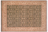 handmade Transitional Lahore Green Tan Hand Knotted RECTANGLE 100% WOOL area rug 9 x 12