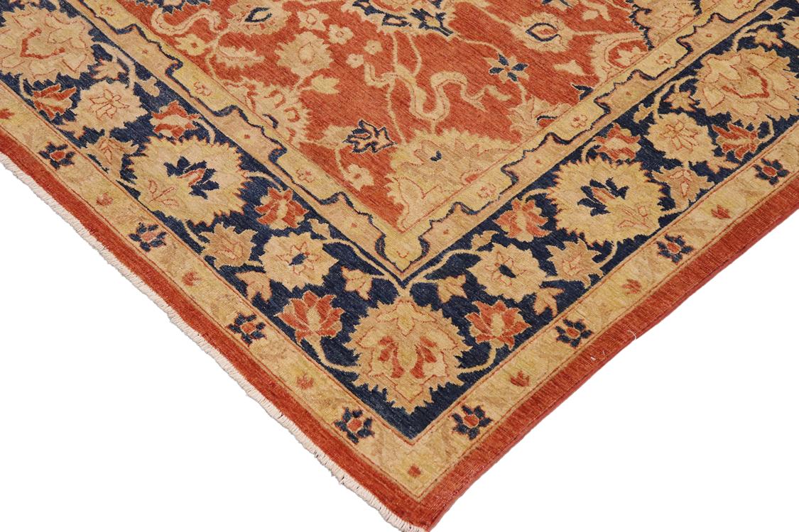 handmade Traditional Kafkaz Rust Blue Hand Knotted RECTANGLE 100% WOOL area rug 9 x 12