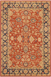 handmade Traditional Kafkaz Rust Blue Hand Knotted RECTANGLE 100% WOOL area rug 9X12