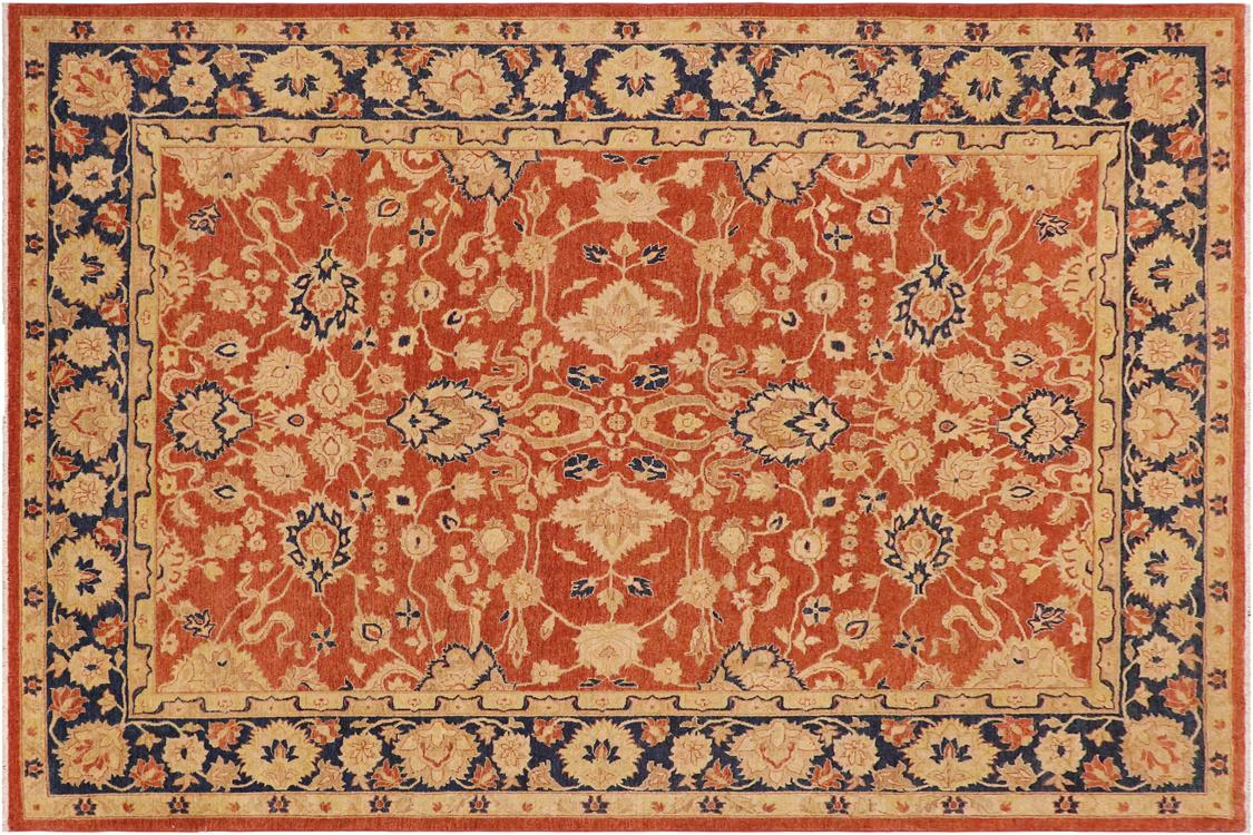 handmade Traditional Kafkaz Rust Blue Hand Knotted RECTANGLE 100% WOOL area rug 9 x 12