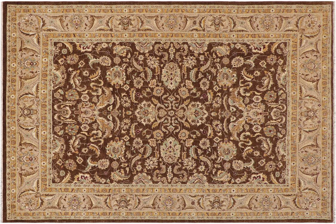 handmade Traditional Kafkaz Brown Tan Hand Knotted RECTANGLE 100% WOOL area rug 9 x 12