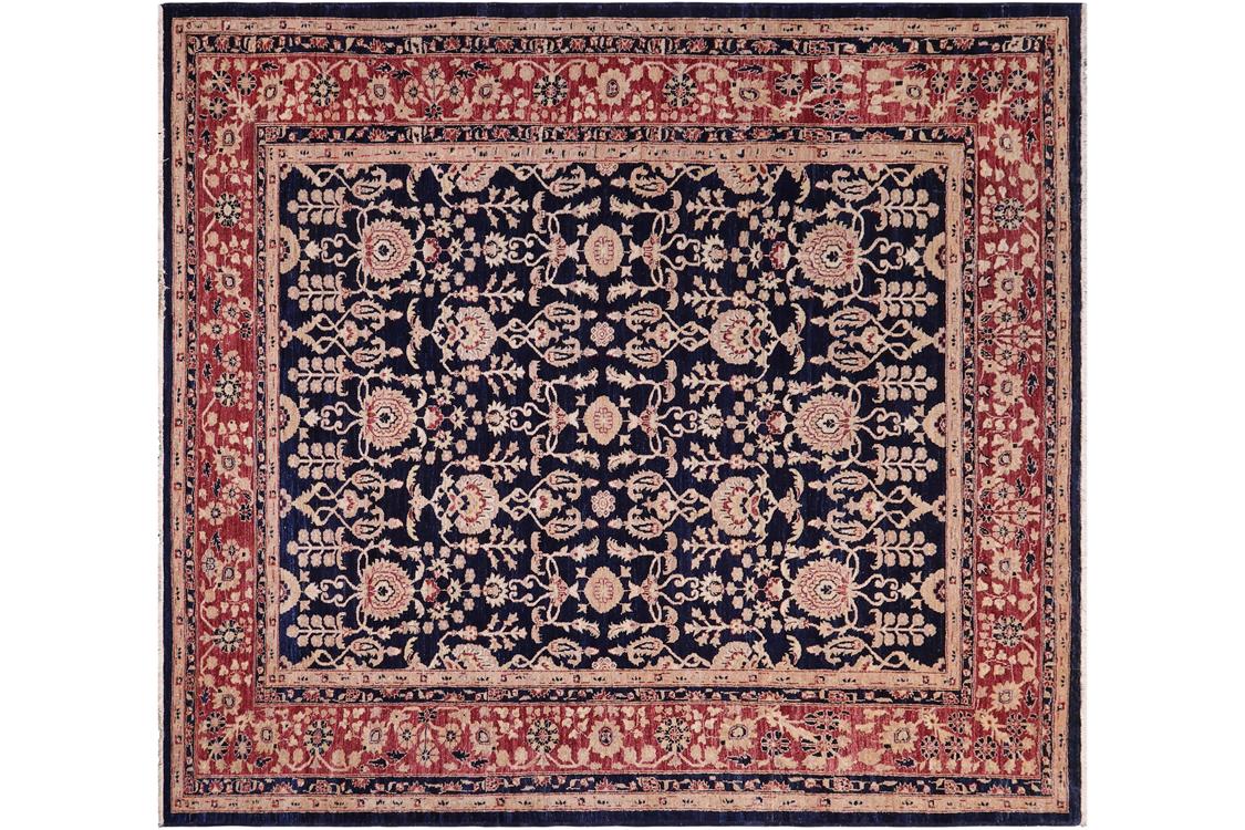 handmade Traditional Kafkaz Blue Red Hand Knotted SQUARE 100% WOOL area rug 8 x 8