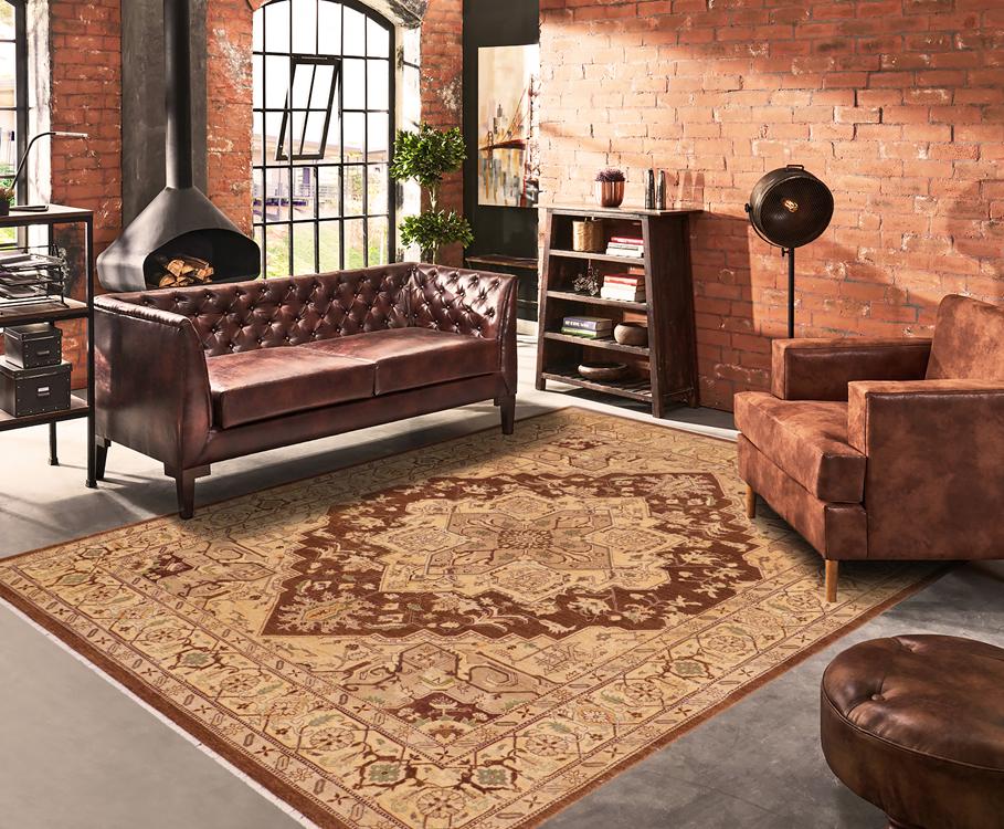 handmade Traditional Kafkaz Brown Tan Hand Knotted RECTANGLE 100% WOOL area rug 8 x 10