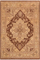 handmade Traditional Kafkaz Brown Tan Hand Knotted RECTANGLE 100% WOOL area rug 8X10