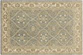 handmade Transitional Kafkaz Lt. Blue Ivory Hand Knotted RECTANGLE 100% WOOL area rug 4' x 6'