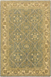 handmade Transitional Kafkaz Lt. Blue Ivory Hand Knotted RECTANGLE 100% WOOL area rug 4X6