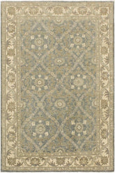 handmade Transitional Kafkaz Lt. Blue Ivory Hand Knotted RECTANGLE 100% WOOL area rug 4X6