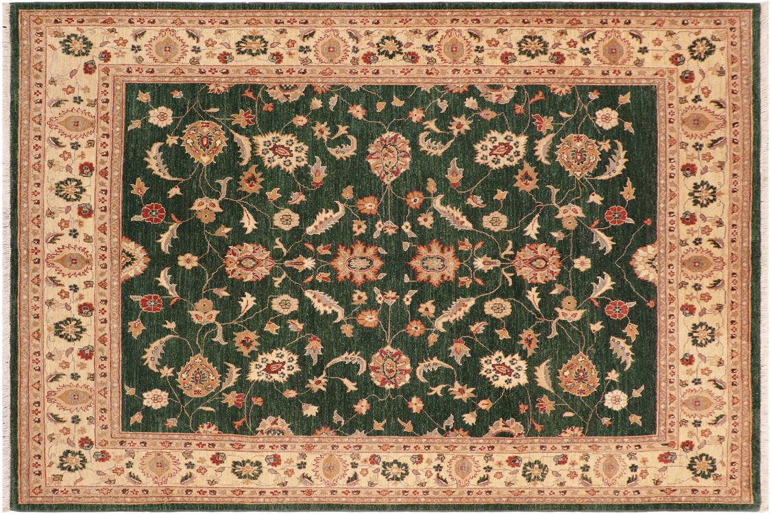 handmade Traditional Kafkaz Green Beige Hand Knotted RECTANGLE 100% WOOL area rug 8 x 10