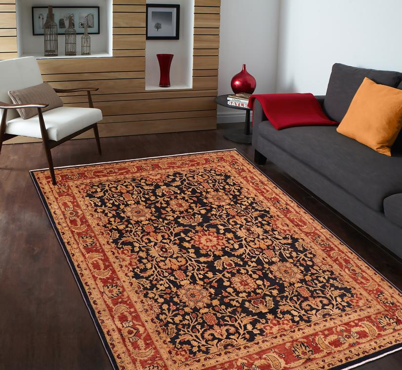 handmade Traditional Kafkaz Blue Rust Hand Knotted RECTANGLE 100% WOOL area rug 8 x 10