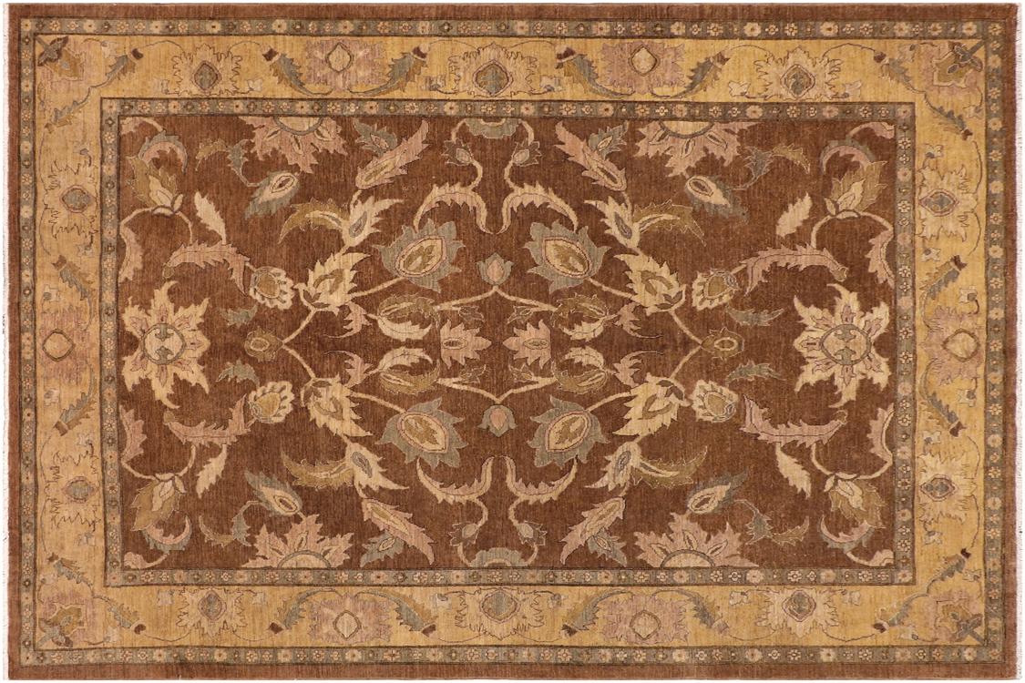 handmade Traditional Kafkaz Brown Gold Hand Knotted RECTANGLE 100% WOOL area rug 8 x 10