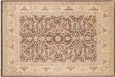 handmade Transitional Kafkaz Brown Beige Hand Knotted RECTANGLE 100% WOOL area rug 8' x 10'