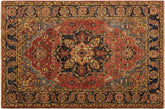 handmade Traditional Kafkaz Rust Blue Hand Knotted RECTANGLE 100% WOOL area rug 4' x 6'