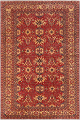 handmade Geometric Super Kazak Red Gold Hand Knotted RECTANGLE 100% WOOL area rug 10X13