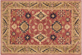 handmade Geometric Kafkaz Rust Lt. Green Hand Knotted RECTANGLE 100% WOOL area rug 9' x 12'