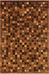 handmade Modern Gabbeh Brown Tan Hand Knotted RECTANGLE 100% WOOL area rug 9 X12
