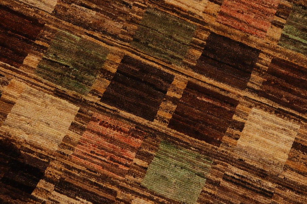 handmade Modern Gabbeh Brown Tan Hand Knotted RECTANGLE 100% WOOL area rug 9 X12