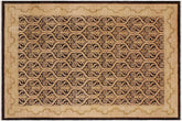 handmade Transitional Kafkaz Black Tan Hand Knotted RECTANGLE 100% WOOL area rug 9' x 12'