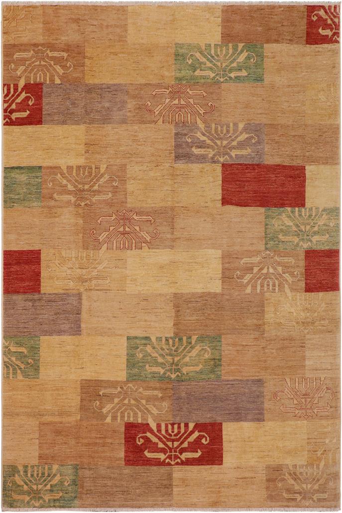 handmade Modern Kafkaz Tan Beige Hand Knotted RECTANGLE 100% WOOL area rug 9 X11