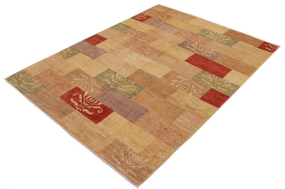 handmade Modern Kafkaz Tan Beige Hand Knotted RECTANGLE 100% WOOL area rug 9 X11