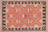 handmade Transitional Kafkaz Orange Black Hand Knotted RECTANGLE 100% WOOL area rug 9' x 12'