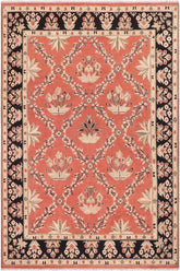 handmade Transitional Kafkaz Orange Black Hand Knotted RECTANGLE 100% WOOL area rug 9X12