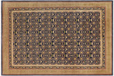 handmade Transitional Kafkaz Blue Green Hand Knotted RECTANGLE 100% WOOL area rug 9' x 12'