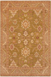 handmade Traditional Kafkaz Green Brown Hand Knotted RECTANGLE 100% WOOL area rug 9X12