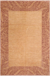 handmade Modern Kafkaz Tan Brown Hand Knotted RECTANGLE 100% WOOL area rug 8X10