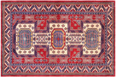 handmade Geometric Sherwan Beige Blue Hand Knotted RECTANGLE 100% WOOL area rug 7x10