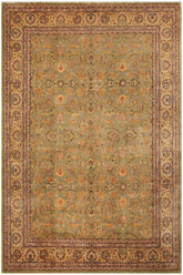 handmade Traditional Lt. Green Gold Hand Knotted RECTANGLE 100% WOOL area rug 9'X12'