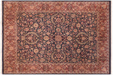 handmade Traditional Dabir Blue Aubergine Hand Knotted RECTANGLE 100% WOOL area rug 8 x 10