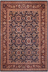 Traditional Tabriz Cherilyn Blue Aubergine Hand Knotted Area rugs 9X12