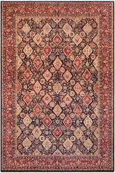 Traditional Kirman Sammy Blue Red Hand Knotted Area rugs 9X12