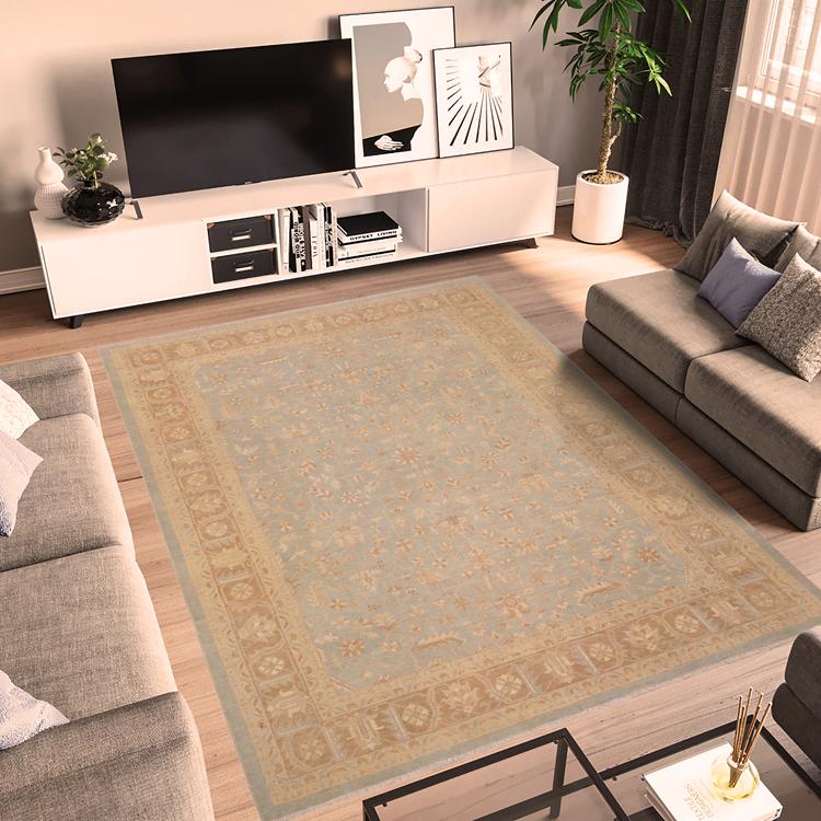 handmade Traditional Kafkaz Lt. Blue Lt. Brown Hand Knotted RECTANGLE 100% WOOL area rug 9 x 11