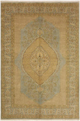 handmade Traditional Design Lt. Blue Gold Hand Knotted RECTANGLE 100% WOOL area rug 6x7